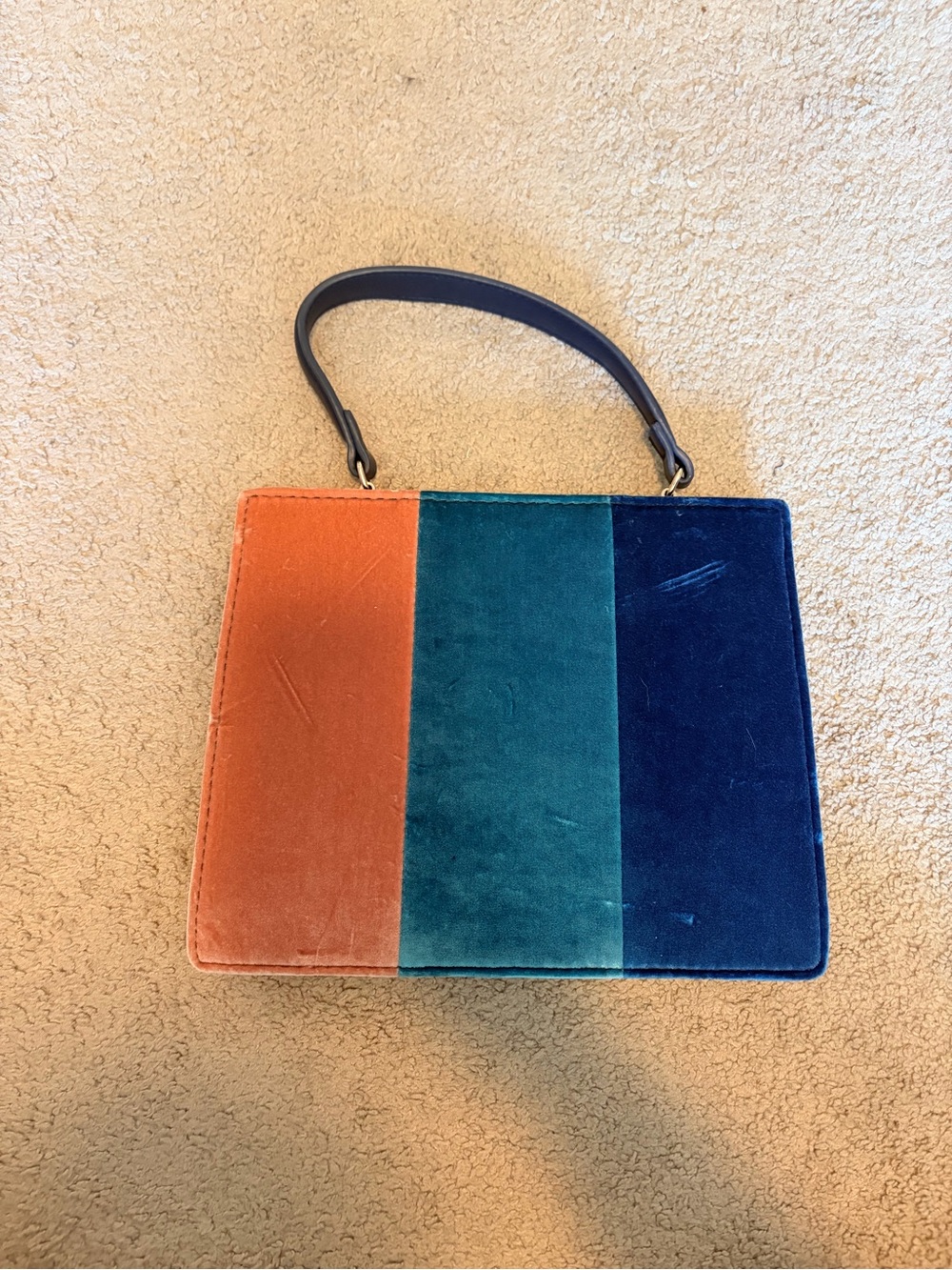 Anthropologie Street Level Colorblock velvet purse. READ DESCRIPTION